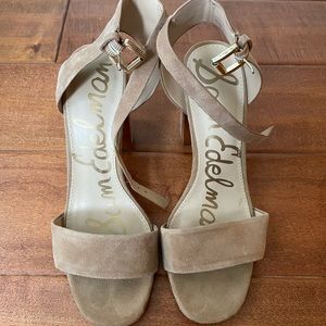 Sam Edelman tan suede heel sandals, 6.5